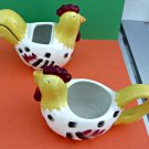 Chestnut Creek Country Roosters Ceramic Creamer and Sugar Bowl Set