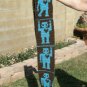 Tapestry Crocheted 100% Wool Robot Scarf | Handmade | Turquoise and Brown, 6in fringe