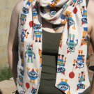 Long Double-sided Flannel Robot Scarf | Party Robots