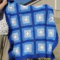 $83.50 3 Tone Blue and White Acrylic Crocheted Afghan 40 X 40 Inches Dark Blue Shell Stitch Edging