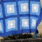 $83.50 3 Tone Blue and White Acrylic Crocheted Afghan 40 X 40 Inches Dark Blue Shell Stitch Edging