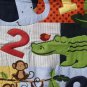 $40.50 Educational Animal and Numbers Quilt-Backed With Monkeys on Cotton Flannel 35 X 41 Inches