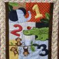$40.50 Educational Animal and Numbers Quilt-Backed With Monkeys on Cotton Flannel 35 X 41 Inches