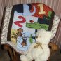 $40.50 Educational Animal and Numbers Quilt-Backed With Monkeys on Cotton Flannel 35 X 41 Inches