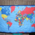 Hand Tied-$45.50 World Map-USA Map - Quilt --Washable-