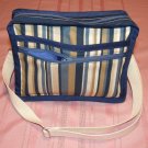 $50  Ladies Shoulder Bag - Blue and Tan Stripes