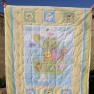 $40.50 New Baby Quilt-37X45 inches-Cotton Fabric with Noahs Arc Printed on Cotton Fabric for Backing