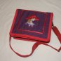 $65.50 Red Hat Ladies Shoulder Bag-Decorative Front Flap–Red Hat Appliqué-Bow On Dress 8X10in