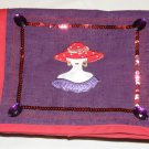 $70  Red Hat Ladies Shoulder Bag-Decorative Front Flap–Red Hat Appliqué Poke-A-Dots On Hat 8X10