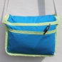 $45 SALE ITEM-Shoulder Bag-Turquoise-Multi Colored Circles Edged in Spring Green-Top Stitching