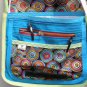 $45 SALE ITEM-Shoulder Bag-Turquoise-Multi Colored Circles Edged in Spring Green-Top Stitching