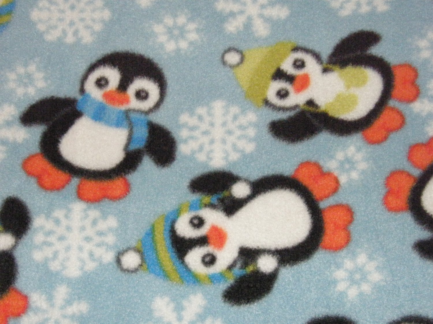 $21.75 Antipill Fleece Throw 45" x 45" Penguins On Blue-and 14" X 14" Lovey For the Child to Hold