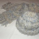 $95.50   Pale Blue and Light Tan Cap and Scarf 100% Wool Yarn (Adult Size)