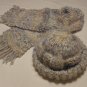 $95.50   Pale Blue and Light Tan Cap and Scarf 100% Wool Yarn (Adult Size)