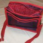 $55 Red Hat Ladies 8X10 Shoulder Bag Purple Sateen Red Accents Red Stylized Rope Top Stitching