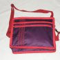 $55 Red Hat Ladies 8X10 Shoulder Bag Purple Sateen Red Accents Red Stylized Rope Top Stitching