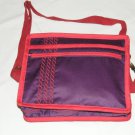 $55 Red Hat Ladies 8X10 Shoulder Bag Purple Sateen Red Accents Red Stylized Rope Top Stitching