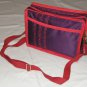 $55 Red Hat Ladies 8X10 Shoulder Bag Purple Sateen Red Accents Red Stylized Flower Top Stitching