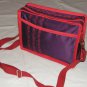 $55 Red Hat Ladies 8X10 Shoulder Bag Purple Sateen Red Accents Red Stylized Flower Top Stitching