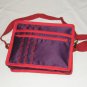 $55 Red Hat Ladies 8X10 Shoulder Bag Purple Sateen Red Accents Red Stylized Flower Top Stitching