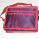 $55 Red Hat Ladies 8X10 Shoulder Bag Purple Sateen Red Accents Red Stylized Flower Top Stitching