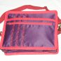 $55 Red Hat Ladies 8X10 Shoulder Bag Purple Sateen Red Accents Red Stylized Flower Top Stitching