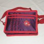$59.50 Red Hat Ladies 8X10 Shoulder Bag Purple Sateen Red Tea Pot Red Stylized Flower Top Stitching