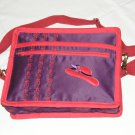 $59.50 Red Hat Ladies 8X10 Shoulder Bag Purple Sateen Red Hat Red Stylized Flower Top Stitching