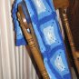 $83.50 3 Tone Blue and White Acrylic Crocheted Afghan 40 X 40 Inches Dark Blue Shell Stitch Edging