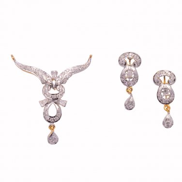 Divaz White color American diamond Necklace Set for women
