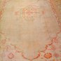 ANTIQUE 1850s THURKISH OUSHAK  CENTER MEDALLION DESIGN VEGE DYE COLORS  BEIGE MINT ORANGE 100% WOOL