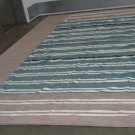 ORIENTAL RUG HANDMADE DHURRIE COTTON CHENILLE MOCHA TURQUOISE WHITE WIDE STRIPES COAST STYLE