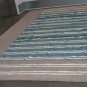 ORIENTAL RUG HANDMADE DHURRIE COTTON CHENILLE MOCHA TURQUOISE WHITE WIDE STRIPES COAST STYLE