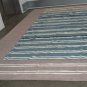 ORIENTAL RUG HANDMADE DHURRIE COTTON CHENILLE MOCHA TURQUOISE WHITE WIDE STRIPES COAST STYLE