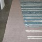 ORIENTAL RUG HANDMADE DHURRIE COTTON CHENILLE MOCHA TURQUOISE WHITE WIDE STRIPES COAST STYLE