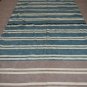 ORIENTAL RUG HANDMADE DHURRIE COTTON CHENILLE MOCHA TURQUOISE WHITE WIDE STRIPES COAST STYLE