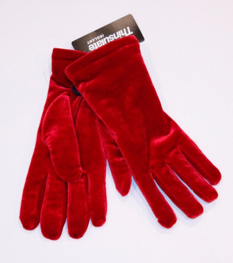 THINSULATE Insulation 40 Gram VELVET Velour RED Cajon GLOVES Free