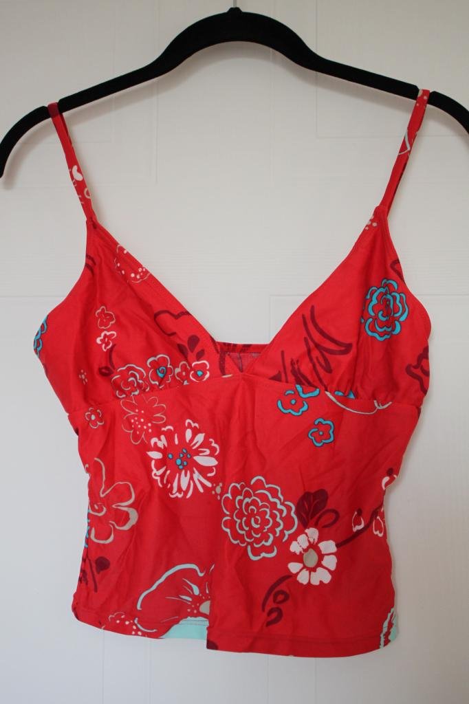 CALVIN KLEIN CK TANKINI RED FLORAL TRIANGLE SWIMWEAR TOP MEDIUM