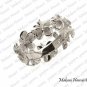 SR3278 Rhodium Silver Plumeria Lei Silver Ring 8mm