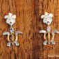 SE22105 6mm Plumeria-Honu Earrings Two Tone