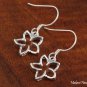 SE27801 Hawaiian Jewelry Solid Silver 12mm Floating Plumeria CZ Hook Earring