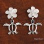 SE22401 12mm Plumeria-Honu(L) Earrings White