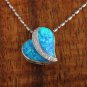 SOP1071 2 Opal CZ Heart Pendant(Chain Sold Separately)