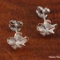 SE53229 10mm Plumeria with Clear Cubic Zirconia Rhodium Earring Pink Gold