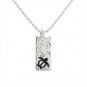 ESP3134 Solid Silver Hawaiian Jewelry Vertical Black Enamel Honu Pendant