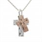ESP3112 Hawaiian Jewelry Double Scroll Aloha Cross Pendant (Two Tone)
