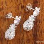 SE27102 8mm Plemeria +Pineapple Hawaiian Sterling Silver Earring Pink CZ