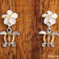 SE22205 Hawaiian Solid Silver 8mm Plumeria-Honu Earrings Two Tone YG