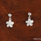 SE17701 8mm Bead + 8mm Plumeria CZ Earrings White