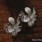 SE58608 15mm Plumeria with three CZ Inlaid Rhodium Finish Earring